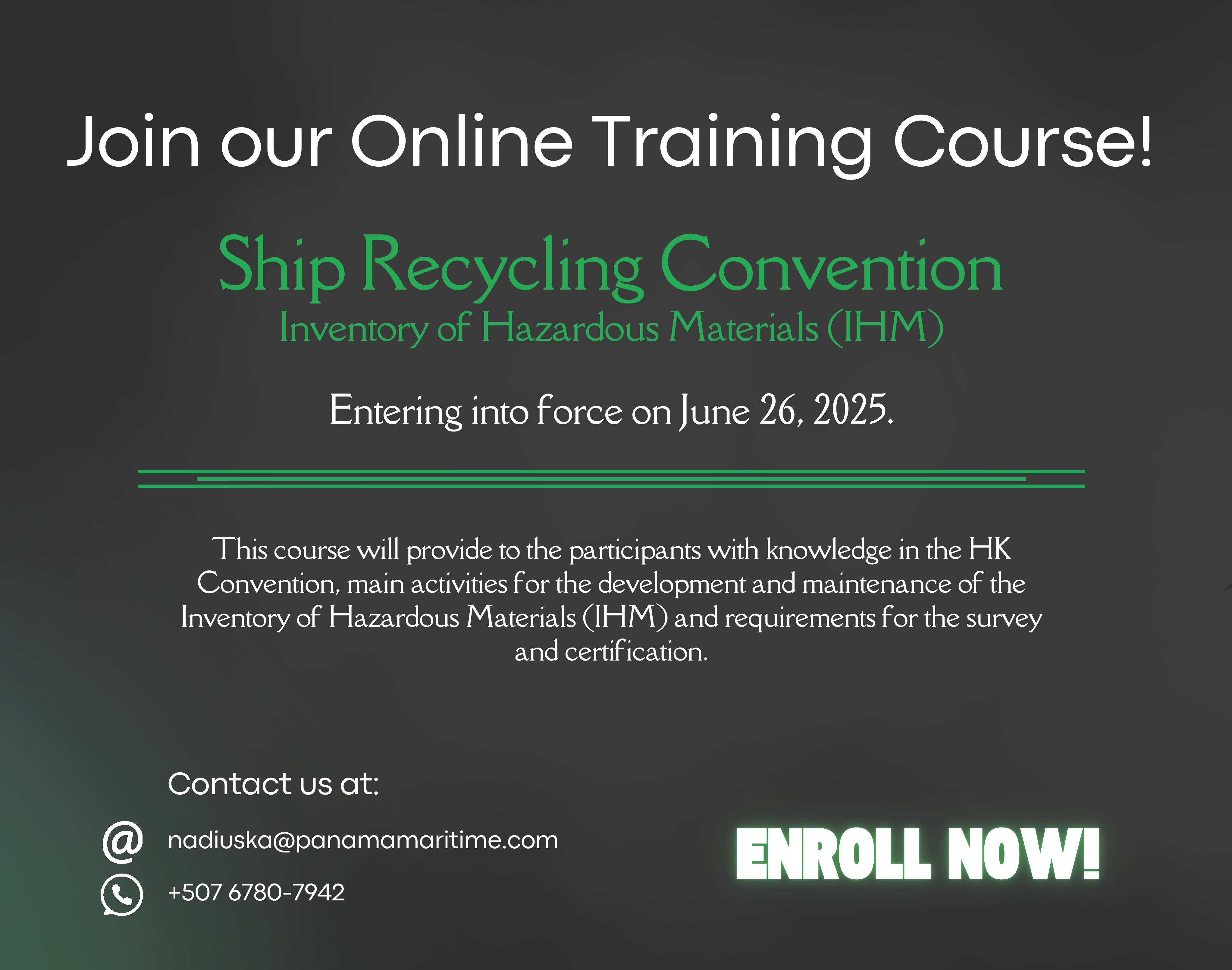 Ship Recycling Convention Online Training Course